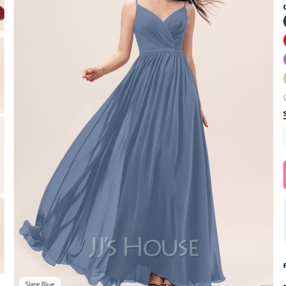 A-Line V-neck Floor-Length Chiffon Dress - 8